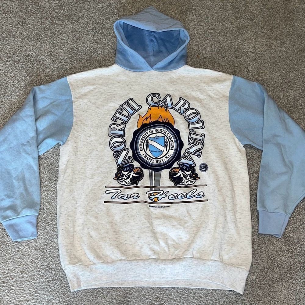 UNC North Carolina Tar Heels Ramses vintage hoodie hooded sweatshirt retro XL/L
